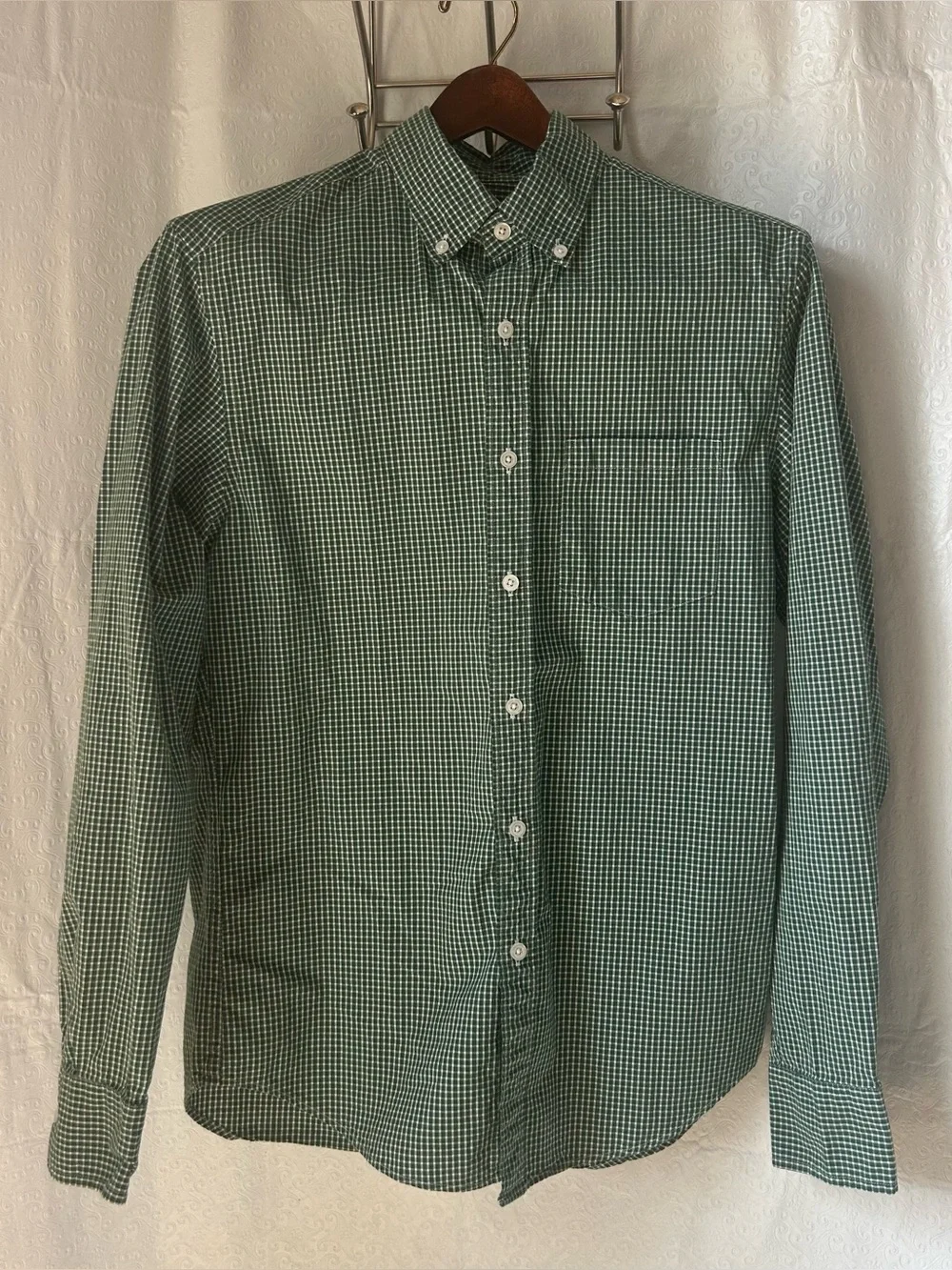 J CREW Mercantile Flex Shirt Button-Up Long Sleeve Collared Green Plaid Size S